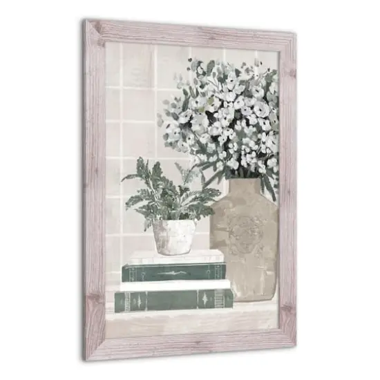 Soft Teal Books Framed Print Wall Hanging White {4}