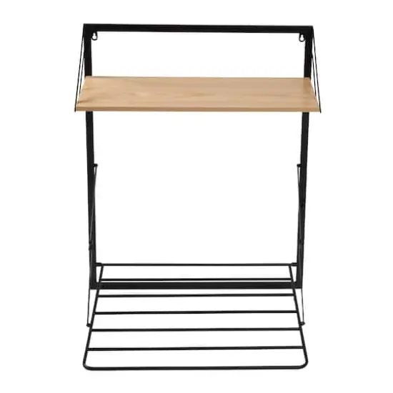 Honey Can Do Black & Maple Wall Mounted Drying Rack with Shelf {10}
