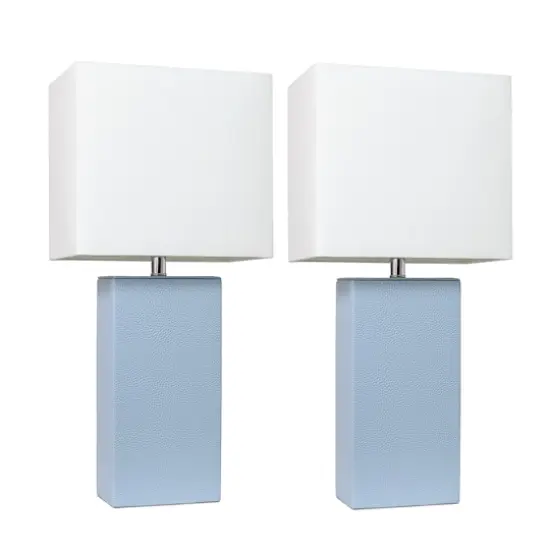 Elegant Designs&trade; 2 Pack Leather Table Lamps with White Shades Periwinkle and White {1}