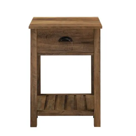 Walker Edison 18" Reclaimed Barnwood Country Drawer Side Table {1}