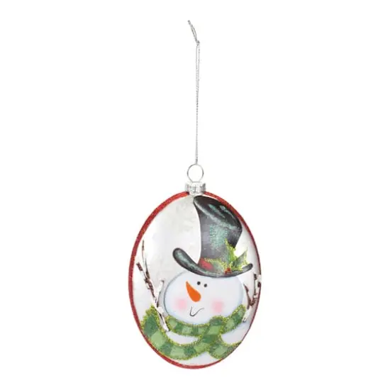 12ct. 5" Glass Snowman Disc Ornament Set {3}
