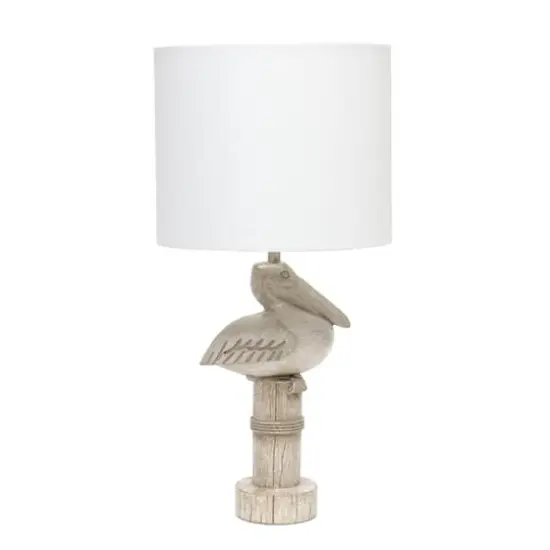Simple Designs™ 17" Beige Wash Sitting Pelican Table Lamp with White Shade {1}