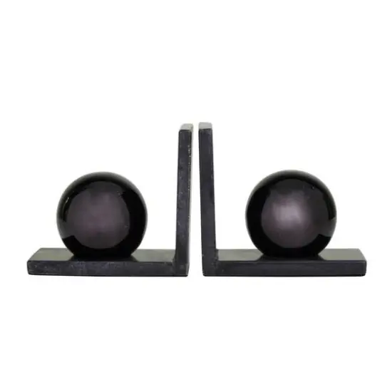CosmoLiving by Cosmopolitan 6" Metallic Sphere & Marble Bookend Set Black {5}