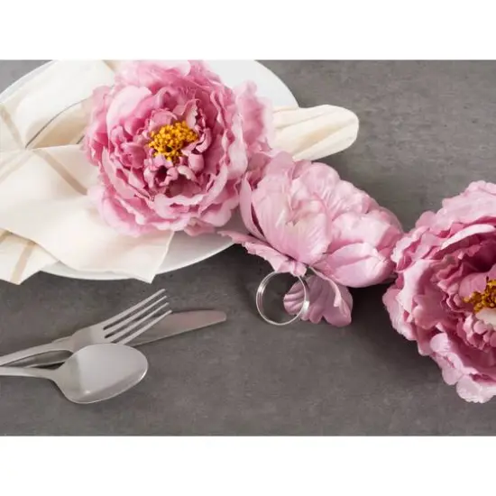 DII&reg; Peony Napkin Rings, 4ct. Pink {7}