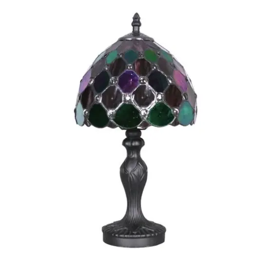 14.75" Black, Green & Purple Glass Lamp by Ashland&reg; {1}
