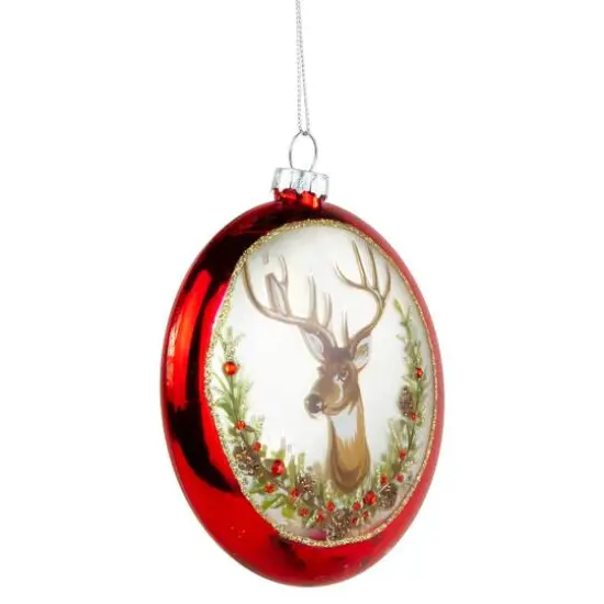 Glittered Reindeer Glass Christmas Disc Ornament {5}