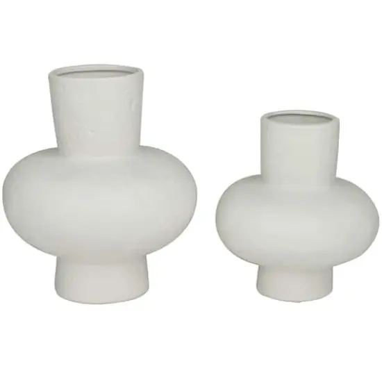 CosmoLiving by Cosmopolitan White Ceramic Gourd Style Vase Set of 2 9", 11" {1}