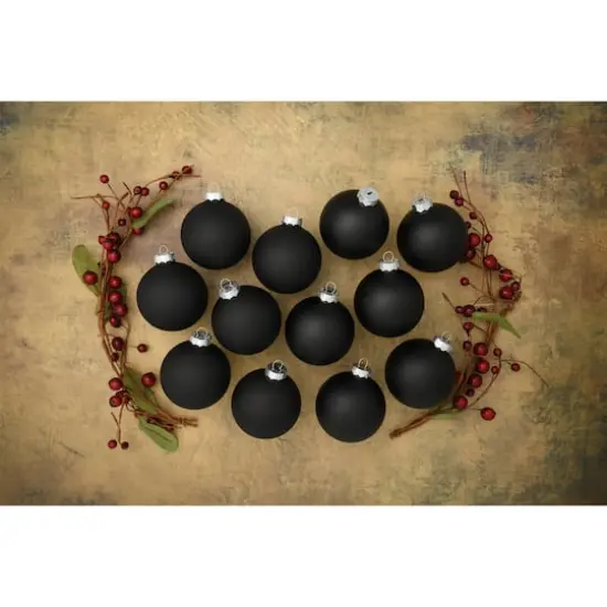Whitehurst 12ct. 2.75" Matte Glass Ball Ornaments Black Matte {3}
