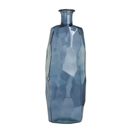 29" Blue Recycled Glass Tall Spanish Bottleneck Vase {5}