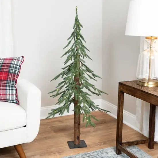 4ft. Pre-Lit Alpine Artificial Christmas Tree, Clear LED Lights {3}