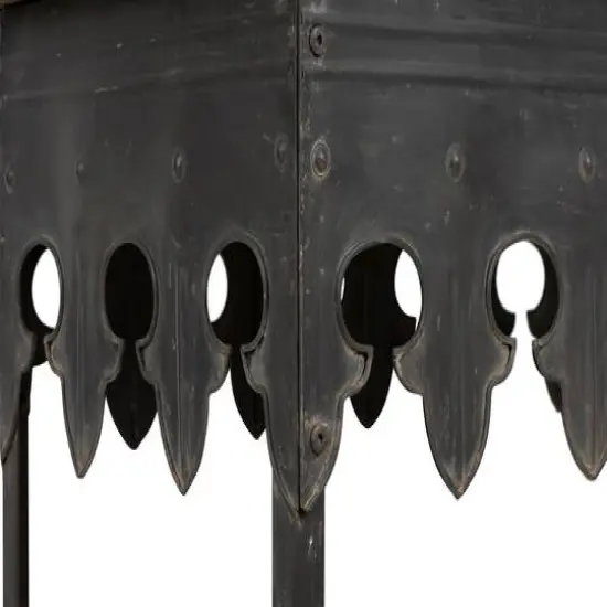 Hello Honey&reg; 36" Rustic Farmhouse Metal Console Table with Solid Wood Top Distressed Gray {5}