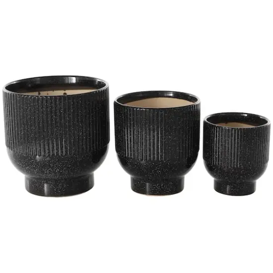Black Ceramic Speckled Planter Set {4}
