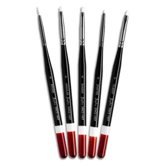 Angelus&reg; White Synthetic Acrylic Micro Detail 5 Piece Brush Set {3}