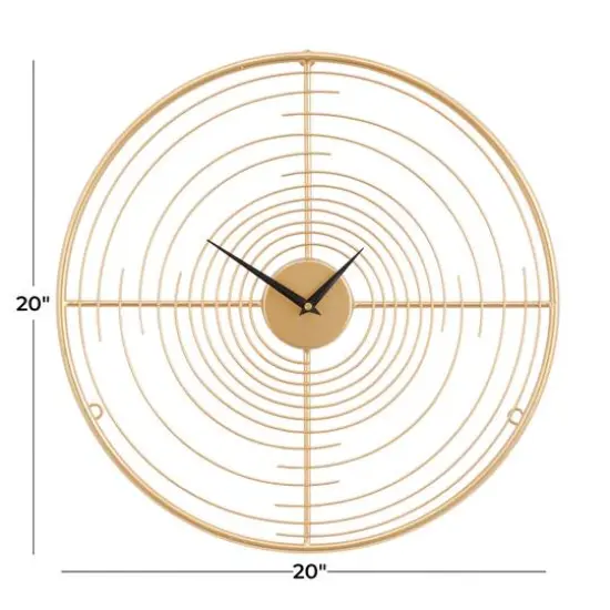 Gold Iron Contemporary Wall Clock, 20" x 20" x 2" {7}