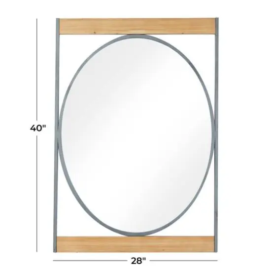 Brown Iron Industrial Wall Mirror, 40" x 28" x 2" {6}
