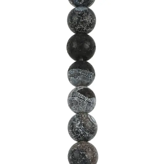 Black Crackle Agate Round Beads, 6mm by Bead Landing&trade; {1}