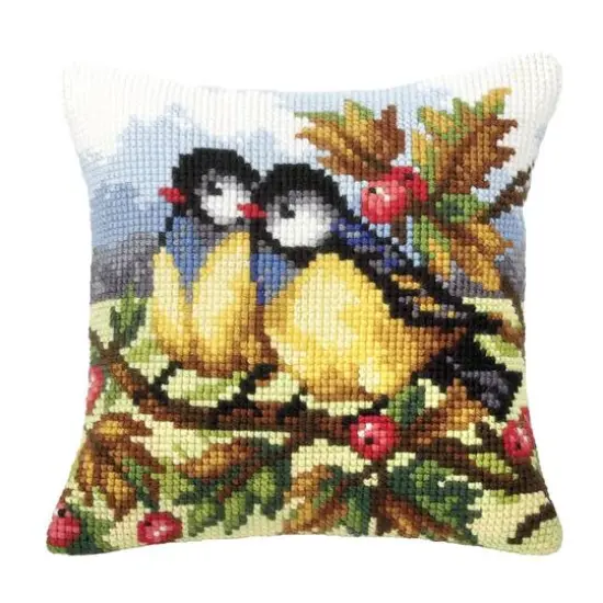 Orchidea Cushion Cross Stitch Kit Two Titmice {1}