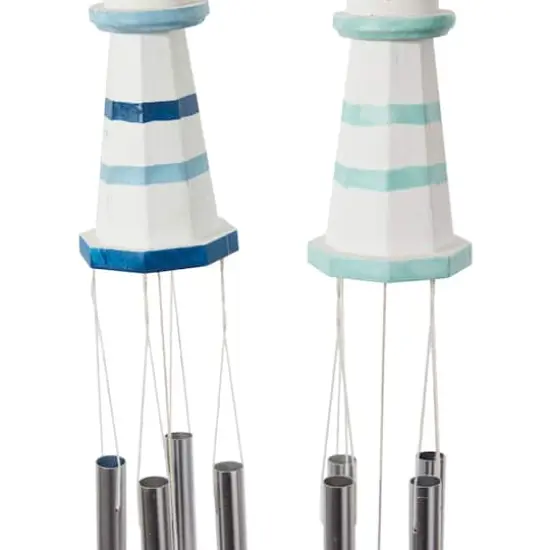 Set of 2 White Aluminum Coastal Wind Chimes, 4" x 30" Each {4}