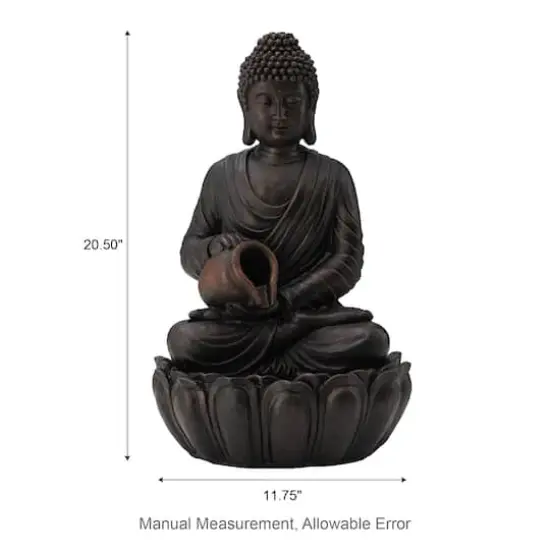 Glitzhome® 20.5" Zen-Style LED 2-Tier Buddha Statue Outdoor Fountain {8}