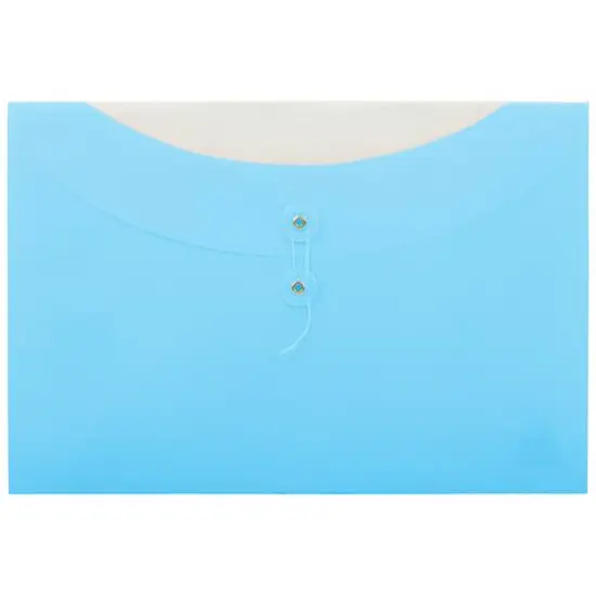 JAM Paper Letter Booklet Plastic Envelopes with Button & String Tie Closure, 12ct. Two Tone Blueberry {1}