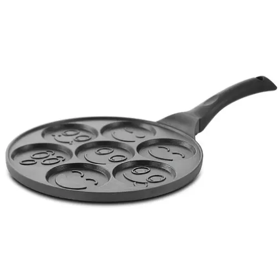 MegaChef 10.5" Happy Face Emoji Aluminum Nonstick Pancake Maker Pan with Cool Touch Handle {10}