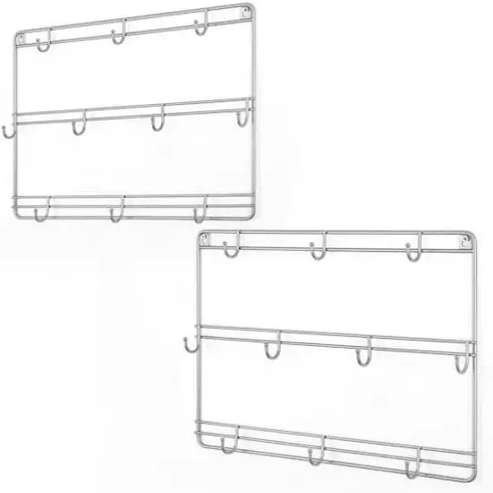 NEX&trade; Silver 3-Tier Metal Wall Mounted Coffee Cup Holder Set {1}