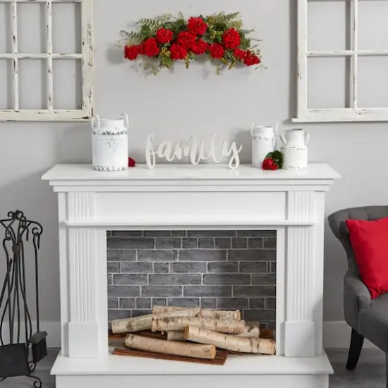 32&rdquo; Red Geranium and Berry Swag {5}