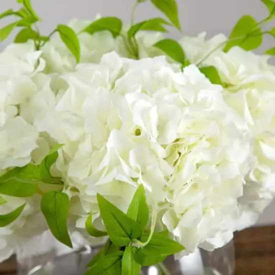 Wedding Collection 18in. Artificial Hydrangea Arrangement in Glass Vase {4}