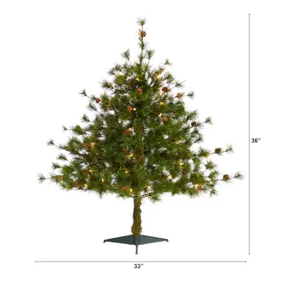 3ft. Pre-Lit Colorado Mountain Pine Artificial Christmas Tree, Clear LED Lights {8}