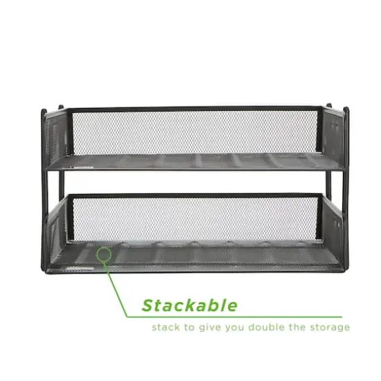 Mind Reader 2 Pack Black Stackable Metal Mesh Organizer {6}
