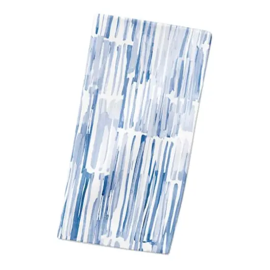 Blue Watercolor Hatch Pattern Cotton Twill Napkin {3}
