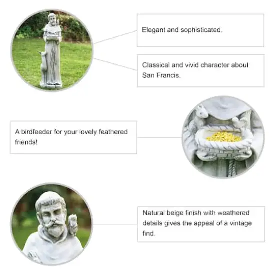 Glitzhome&reg; 36" St. Francis Bird Feeder Garden Statue {9}