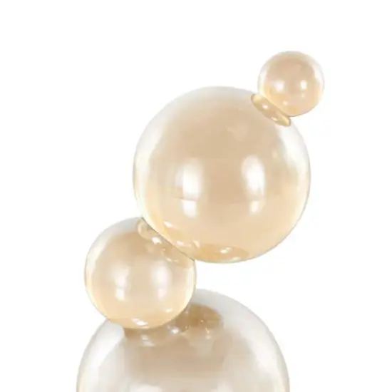 8" Stacked Orbs Decorative Glass Sculpture Beige {5}