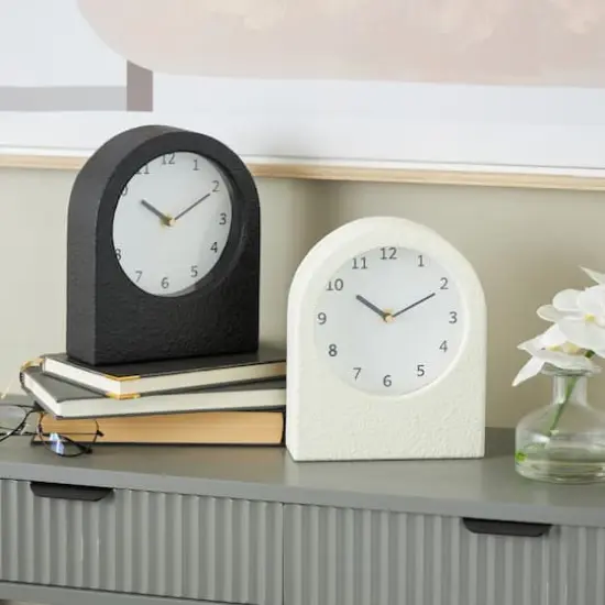 8.75" Textured Decorative Clock with Gold Accents Set {3}