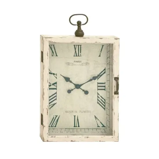 34" White Vintage Wood Wall Clock {1}