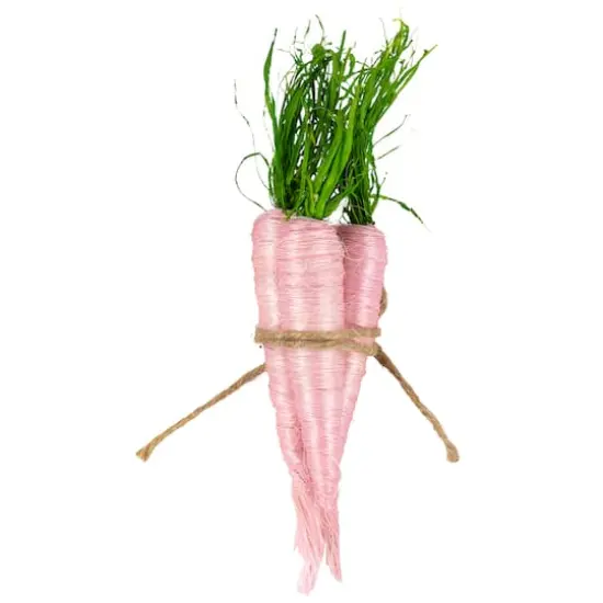 9" Pink Straw Carrot Easter Decorations Set {5}
