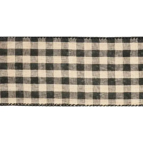 2.5" x 25ft. Wired Gingham Ribbon by Celebrate It&trade; Black and Brown {4}