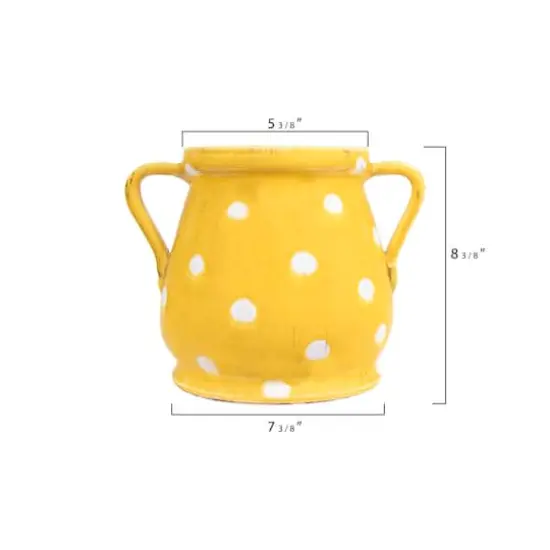 Hello Honey&reg; 8" Yellow & White Terra Cotta Planter {7}