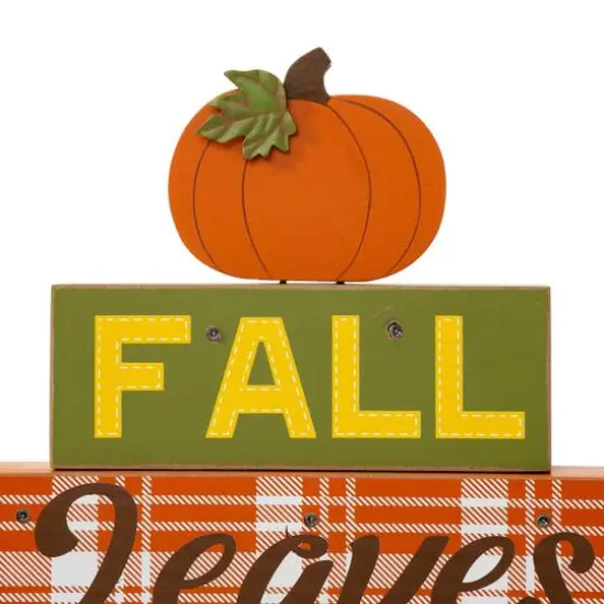 Glitzhome&reg; 12" LED Lighted Fall Wooden Block Word Sign {6}