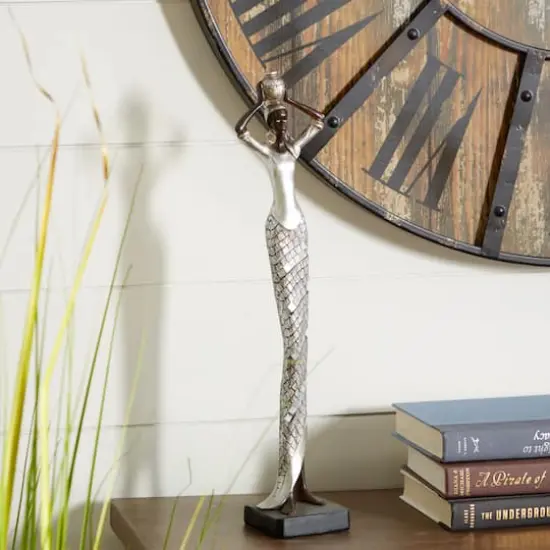 19" Silver Eclectic Woman Sculpture {4}