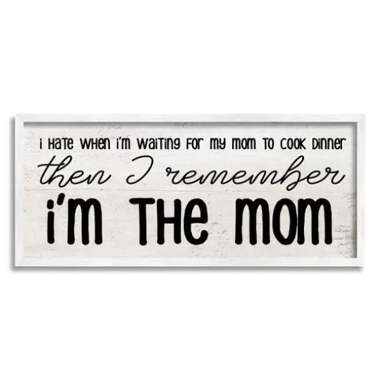 Stupell Industries Waiting for Mom Cook Dinner Funny Family Phrase Framed Giclee Art White {1}