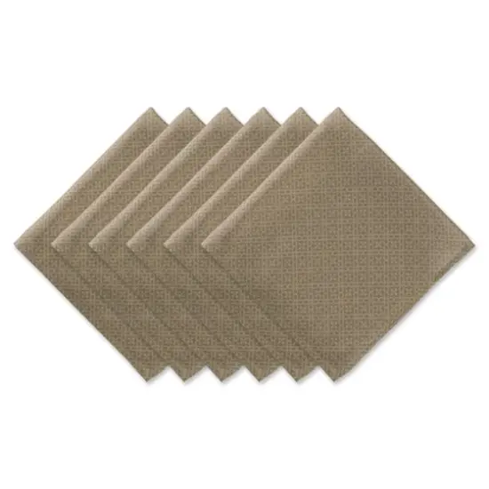 DII® Oversized Tonal Lattice Print Outdoor Linen Dinner Napkins, 6ct. Stone {1}