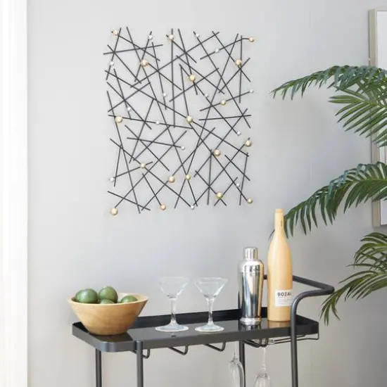 24" Black, Gold & Silver Metal Contemporary Wall D&eacute;cor {7}