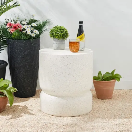 Glitzhome&reg; 17" Multi-Functional Faux Terrazzo Garden Stool {5}