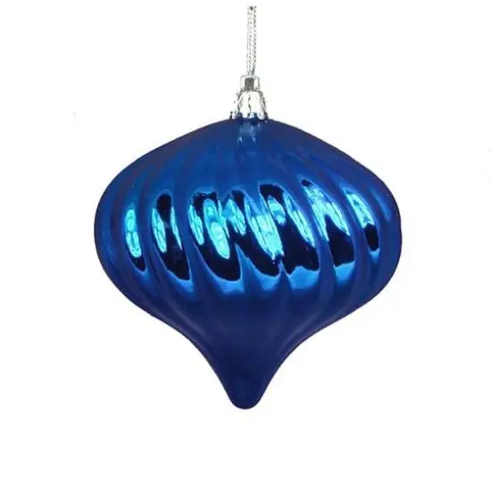 4ct Shiny Lavish Blue Swirl Shatterproof OnionOrnaments {5}