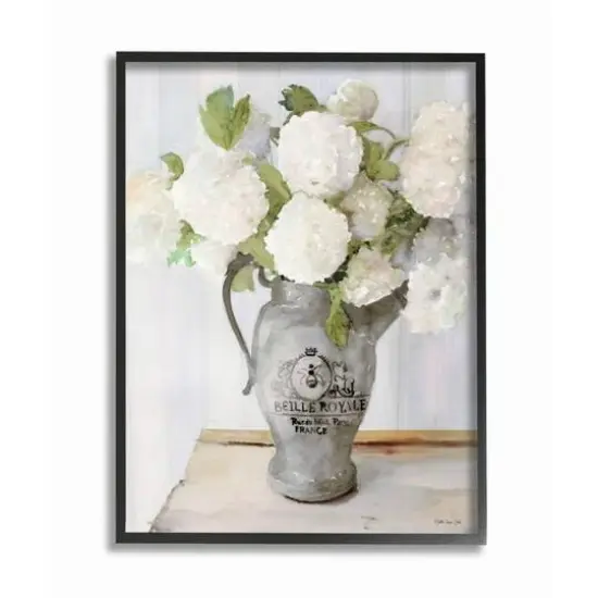 Stupell Industries White Hydrangea Bouquet Wall Art in Black Frame {1}