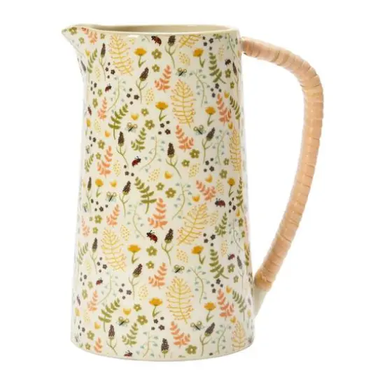 Hello Honey&reg; 6.75" Stoneware Pitcher with Rattan Wrapped Handle {6}