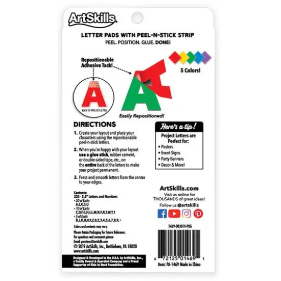 ArtSkills&reg; 2.5" Classic 335 Piece Paper Poster Letter Set {8}