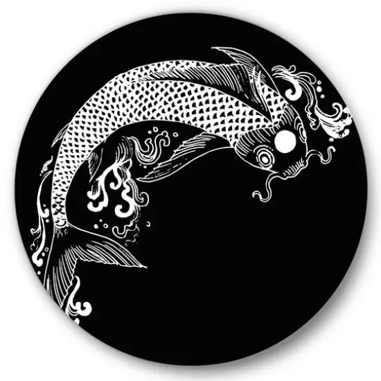 Designart - Chinoiserie Koi Fish I - Traditional Metal Circle Wall Art {1}