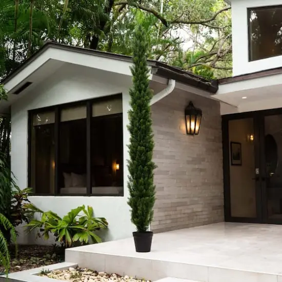 10ft. Potted Green UV Resistant Artificial Cedar Pine Tree {5}